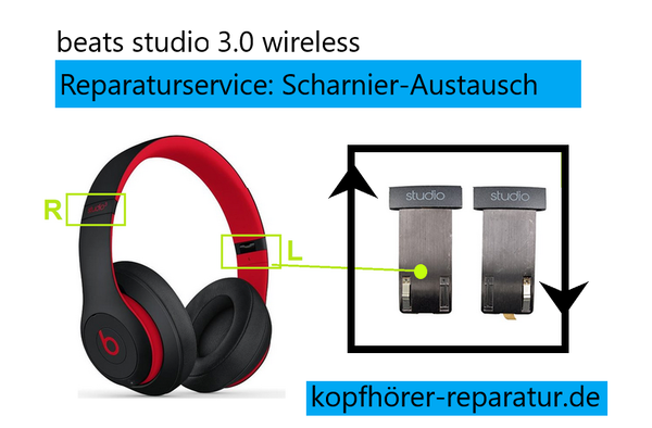 beats studio 3.0 wireless (Kopfbügel-+ Scharnier-+ Gehäuse-+ Ohrpolster-Austausch)