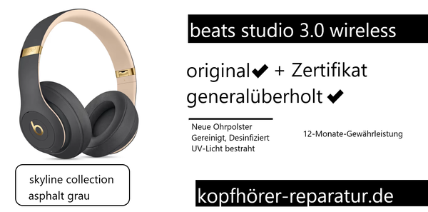 beats studio 3.0 wireless (generalüberholt, asphalt grau)