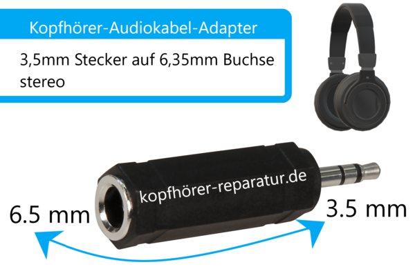 Kopfhörer-Audiokabel-Adapter: 6.5 mm (Buchse) zu 3.5 mm Jack