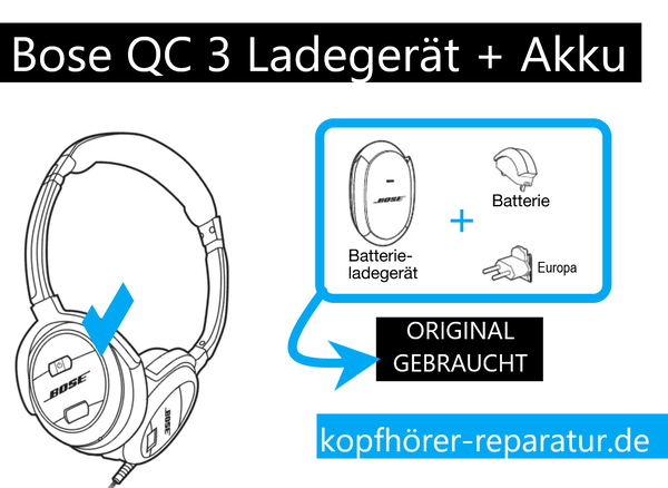 Bose QC 3: Ladgerät + Akku (original, gebraucht)
